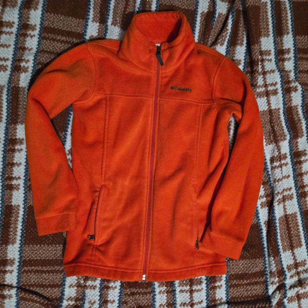 Hunter Orange Columbia fleece jacket, size youth medium #fleecelove